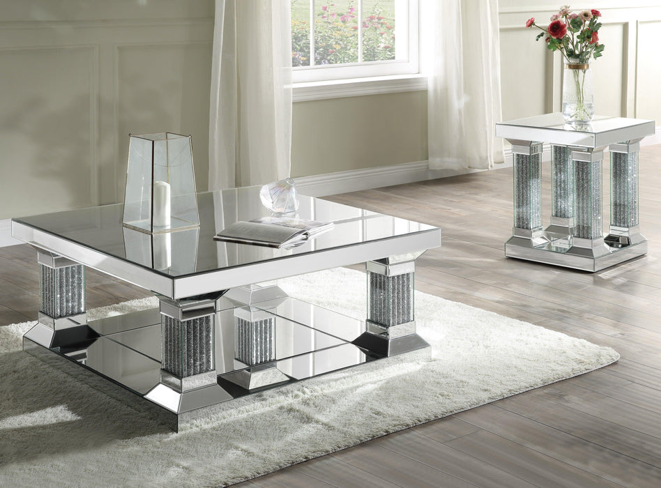 Acme Furniture Caesia Coffee Table in Mirrored/Faux Diamonds 87905 image