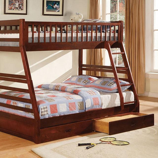 California II Cherry Twin/Full Bunk Bed w/ 2 Drawers image